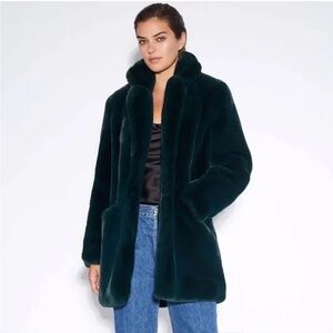 Apparis Sophie faux-fur coat in dark green.